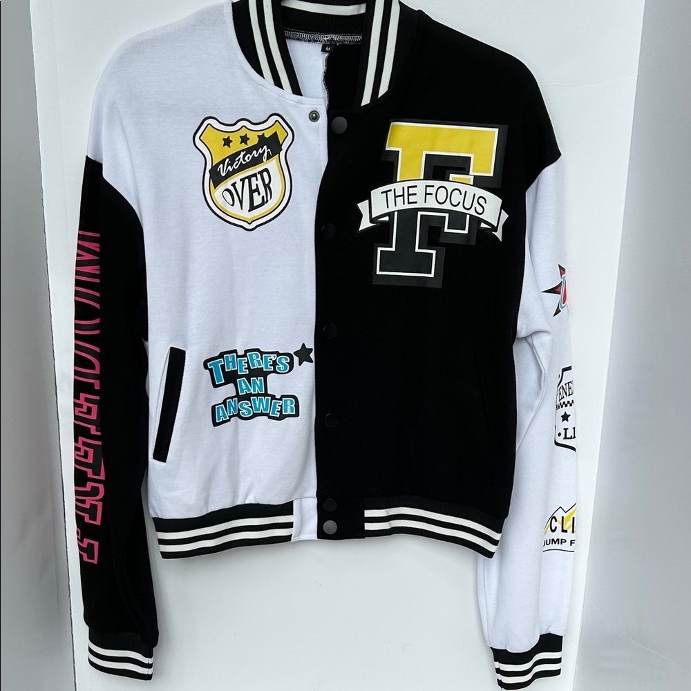 Kids Black and White Varsity Jacket